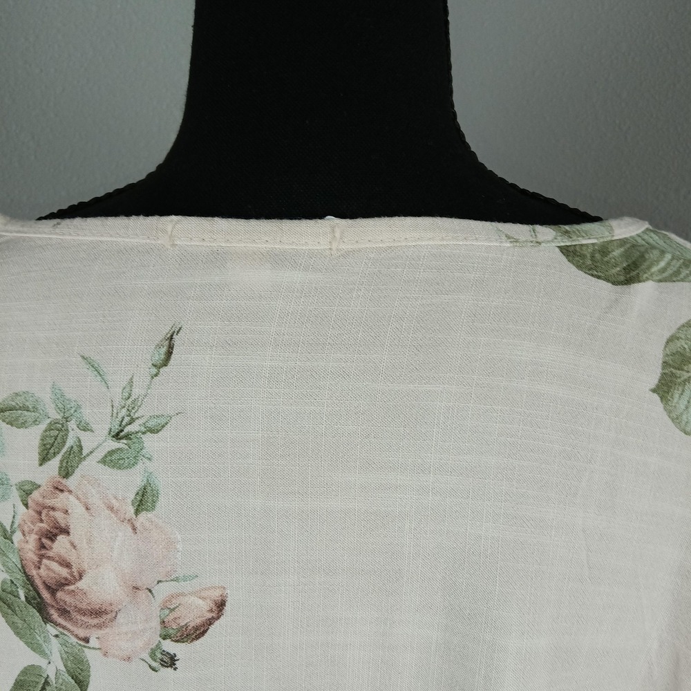 Tempo Paris Blouse Womens Small Floral Sheer Silk Cotton Tunic Top 7310 - Picture 10 of 14